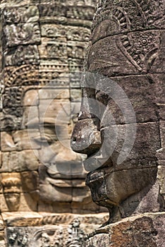 Buddha heads at Bayon temple, Angkor Wat, Cambodia