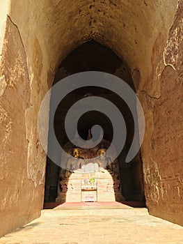 Buddha image at Dhammayangyi temple in Bagan city, Myanmar