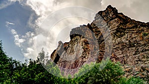 Buddha image on rock over Kar Gah river, Karakorum, Pakistan