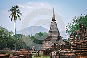 Buddha image in Sukhothai Historical Park, Temple Thailand
