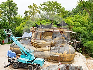 Buddha image under construction in Chonburi, Thailand