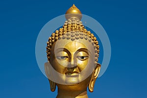 Buddha image used as amulets of Buddhism religion with blue sky