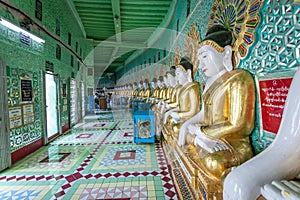 Buddha images inside of U min Thonze pagoda at Sagaing Hill