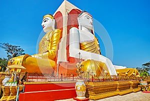 Buddha images of Kyaik Pun Pagoda, Bago, Myanmar