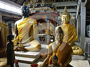 Buddha images in one of the temples of Ayutthaya, ancient capital of the kingdom of Siam. Thailand