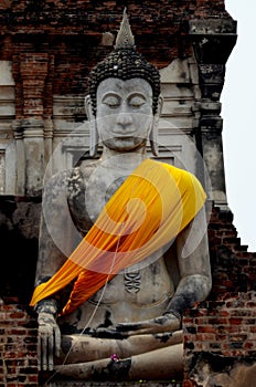 Buddha images at temples in Ayutthaya, Thailand