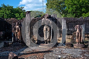 Buddha images in Vatadage temple in ruins of Polonnaruwa in Sri Lanka