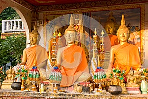 Buddha images at Wat That Luang in Vientiane