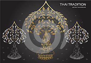 Buddha and leaf of thai tradition
