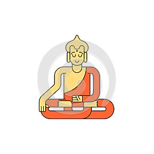 Buddha linear style. Buddhist statue. Meditation and enlightenment.