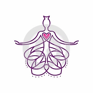 Buddha Logo Design incorporated with heartMeditation Posture