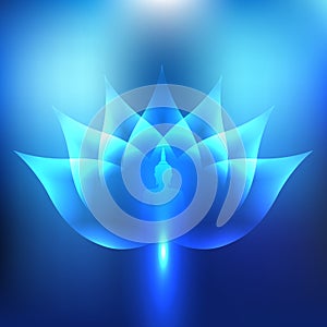 Buddha in Lotus Leaf Blue light Background