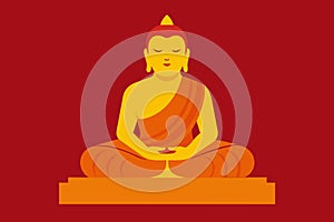 Buddha meditating on lotus position. Symbol of Buddhism. Concept of enlightenment, meditation, Zen, religion, spiritual