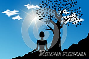 Buddha meditating under the tree
