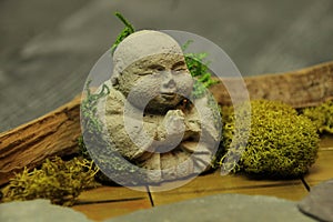 BUDDHA, meditation, namaste, .. sitting in the moss