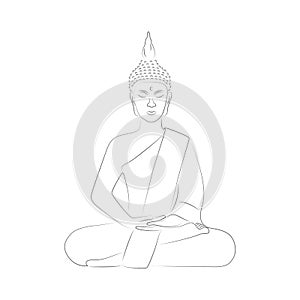 Buddha meditation yoga outline drawing