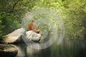 Buddha monk practice meditation
