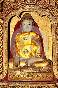 Buddha in the Nga Phe Kyaung Monastery at Inle Lake, Myanmar former Burma