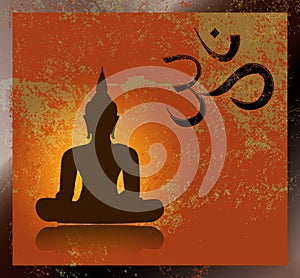 Buddha and om symbol