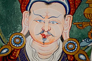 Buddha Padmasambhava portrait Tibetan thangka painting, medicine Buddha