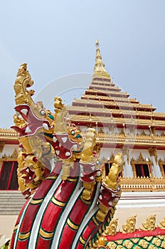 Buddha pagoda temple with serpent statue in Khon Kaen province T photo