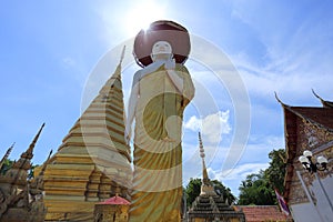 Buddha and Pagoda at Wat Pra Thart Jom Jang