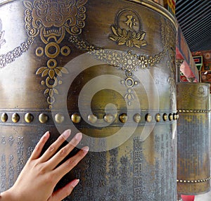 Buddha prayer wheels