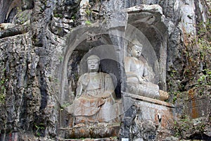 Buddha rock carvings in the Lingyin temple, China