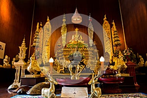 Buddha Sculpture on the Exquisite Altar at Wat Phra Kaeo - Chiang Rai, Thailand