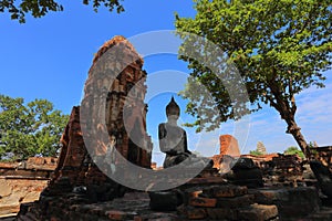 Buddha sculpture in Wat Prha Mahathat Temple in Ayutthaya.