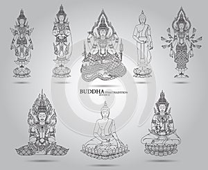 Buddha set thai tradition style