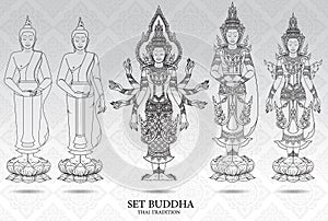 Buddha set thai tradition style,pattern background