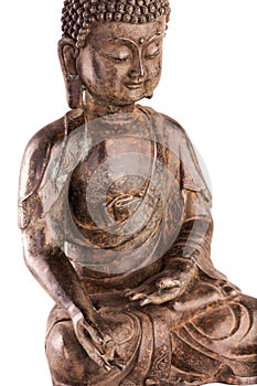 Buddha Shakyamuni`s figure in a blessing pose - topside view.