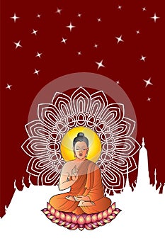 Buddha Siddhartha gautama sit on lotus