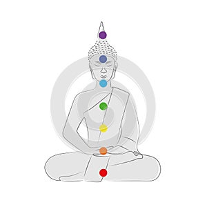 Buddha silhouette colorful chakra points