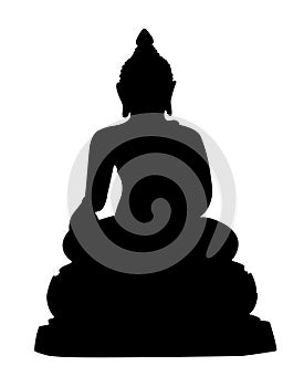 Buddha Silhouette isolate on white background,Clipping Path , Asalha Puja Day