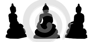 Buddha Silhouette isolate on white background,Clipping Path , Asalha Puja Day