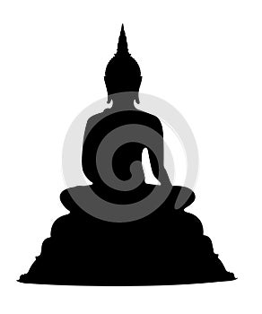 Buddha Silhouette isolate on white background ,Clipping Path