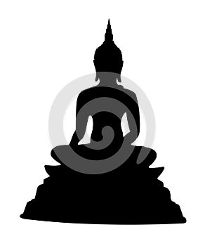 Buddha Silhouette isolate on white background ,Clipping Path