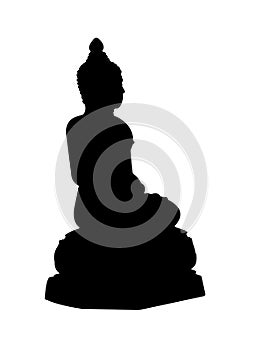 Buddha Silhouette isolate on white background,Clipping Path