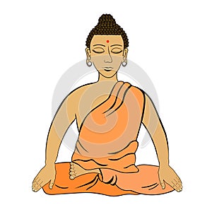 Buddha sitting in the lotus Indian meditation closed eyes