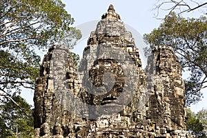 Buddha Statue Ancient Ruins Angkor Wat Entrance Gate Siem Reap Cambodian