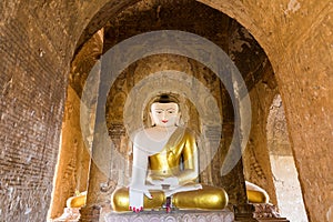 Buddha statue in an ancient temple in Bagan, Myanmar (Burma