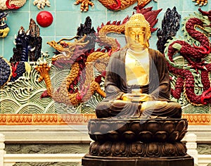 Buddha statue in Asian Chinese buddhist temple