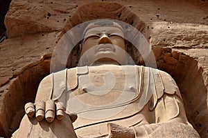 Buddha Statue at Bingling Cave Temple in Gansu province, China