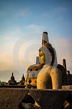 Buddha statue in Borobudur Temple,Borobudur, ancient buddhist temple near Yogyakarta, Java, Indonesia