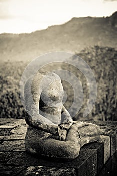 Buddha statue at Borobudur temple, Java, Indonesia