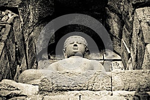 Buddha statue at Borobudur temple, Java, Indonesia