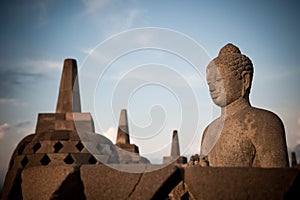 Buddha statue at Borobudur temple, Java, Indonesia