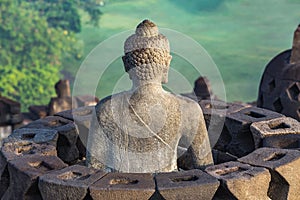 Buddha Statue at Borobudur Temple Ruin in Yogyakarta